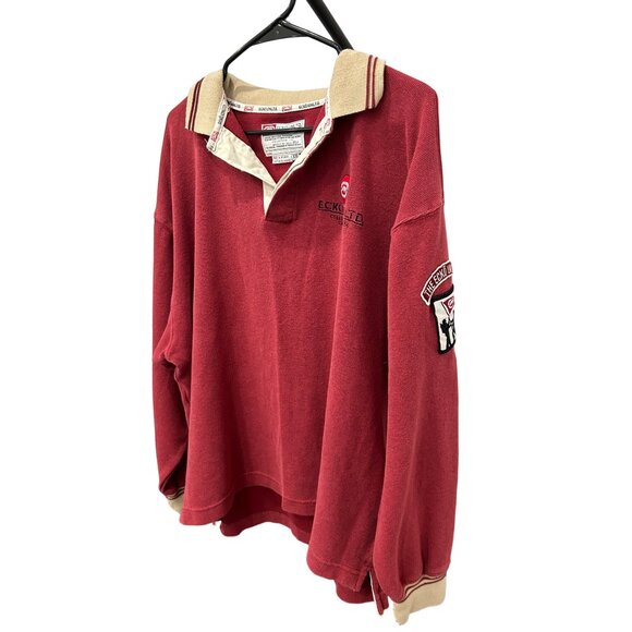 Vintage 90s Ecko Unltd Mens Red Polo Shirt XXL Long Sleeve - Picture 3 of 9